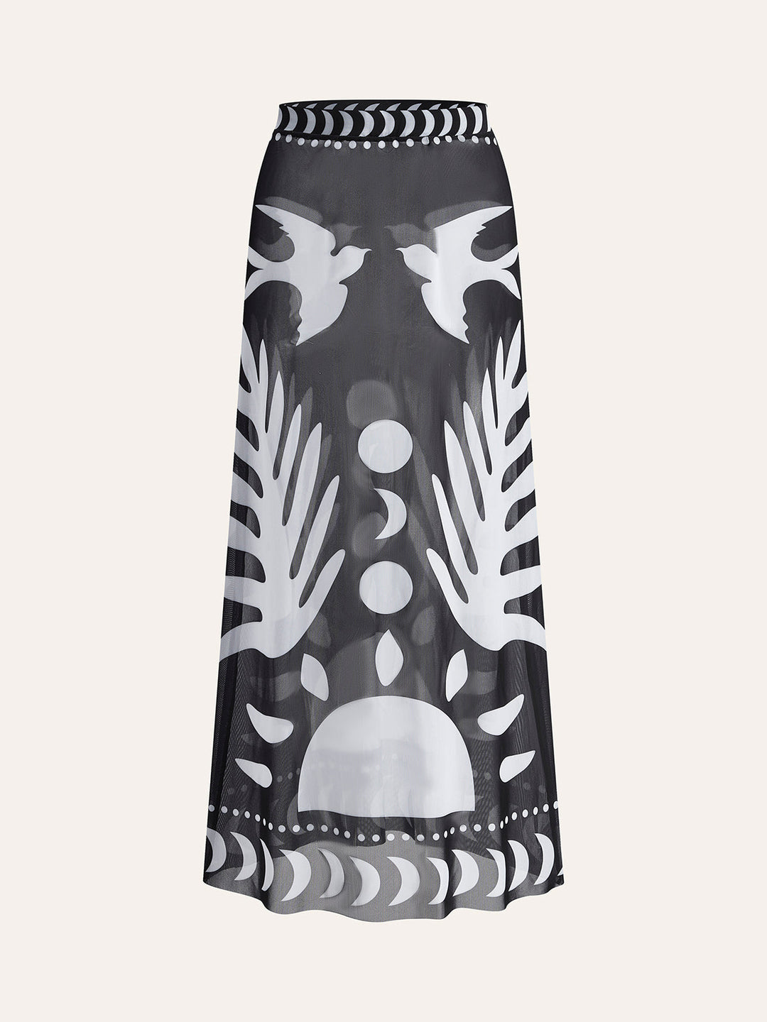 Breezy Bird Print Maxi Skirt | Mesh Fabric, Regular Fit, Long Skirt for Women 7