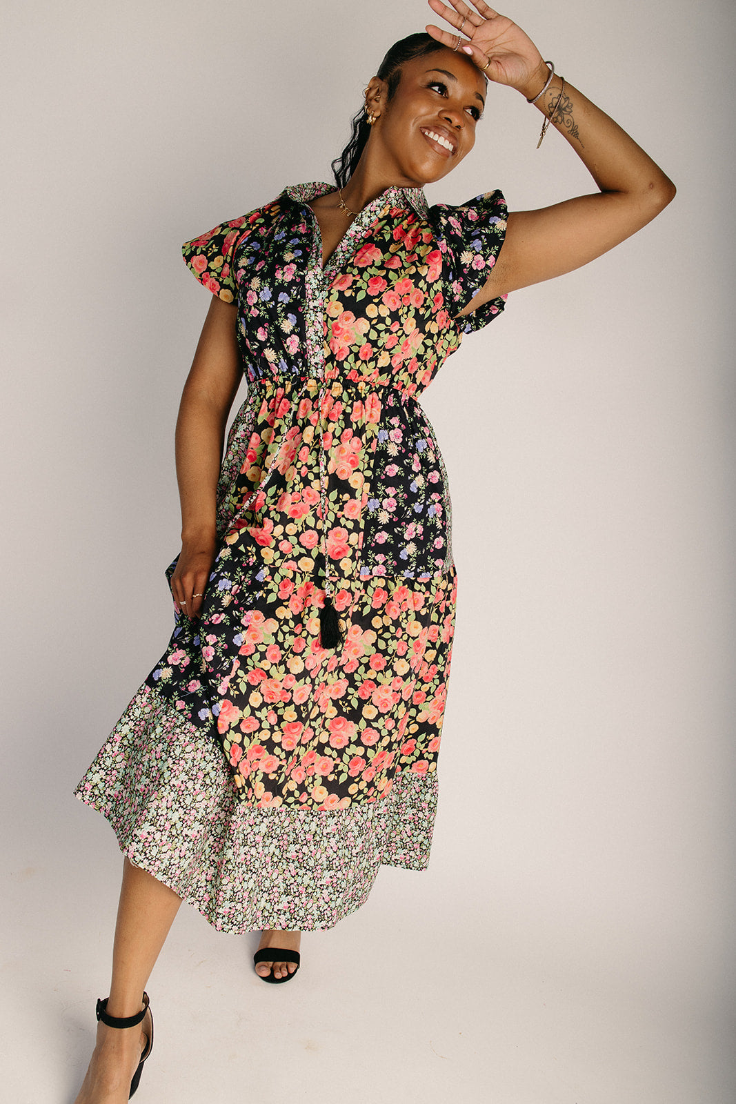 Breezy Floral Midi Dress | Cotton Blend, Flattering Fit 0