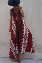 Breezy Maxi Dress | Ethnic Print, Ankle-Length, Short Sleeve 5