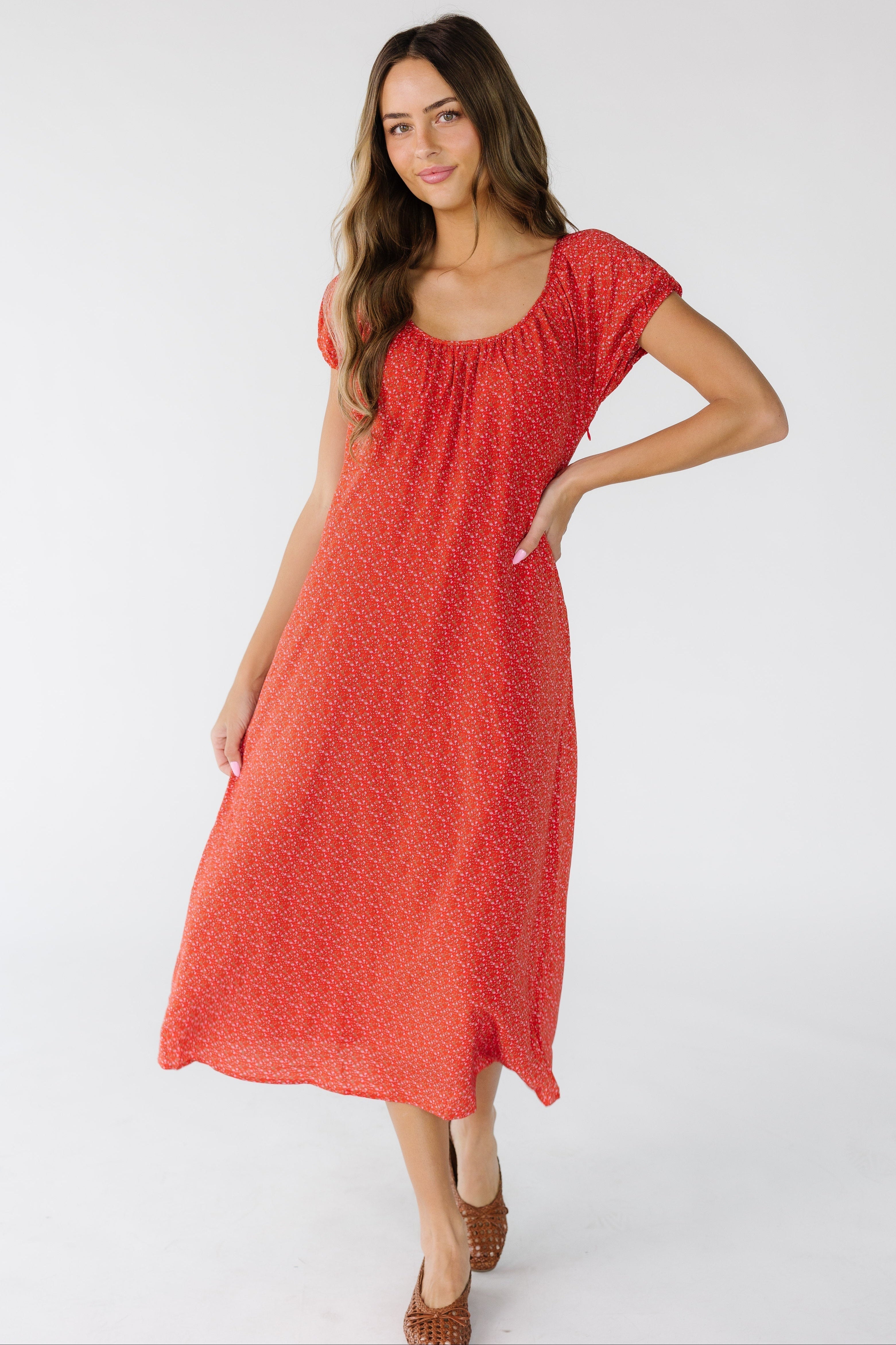 Breezy Summer Dress | A-Line, Back-Tie, Midi, 100% Polyester 0