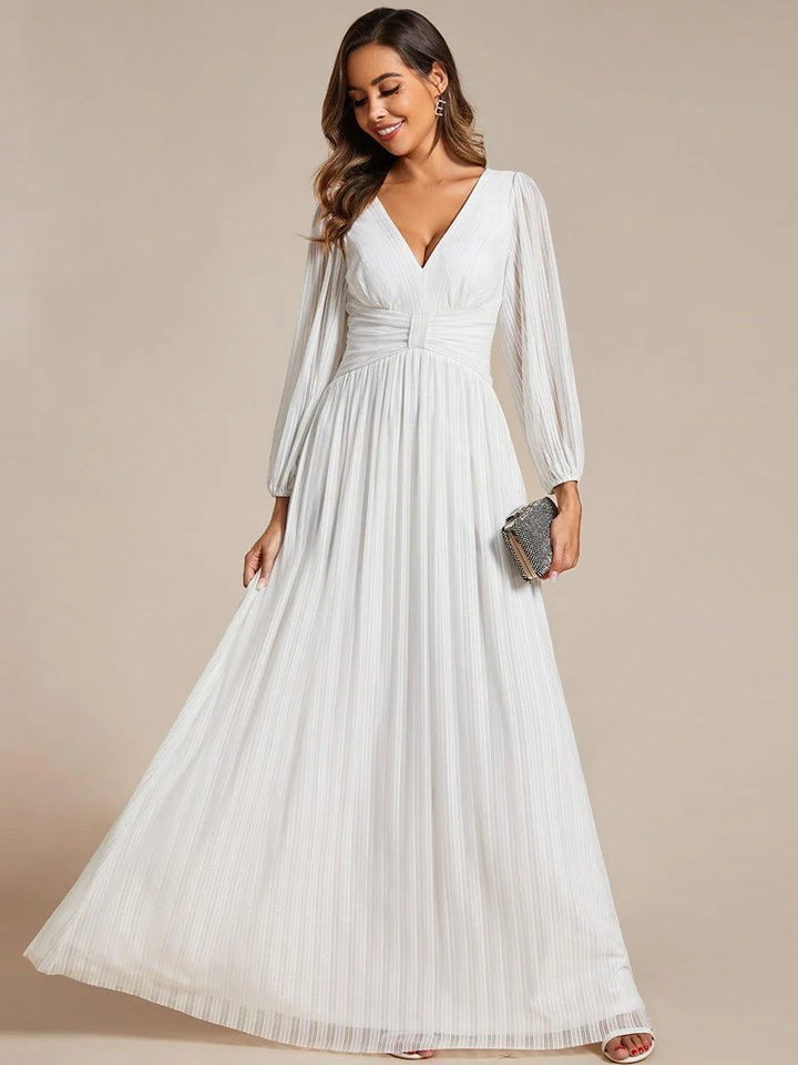 Brym Evening Gown | Glittery Sequin, Empire Waist, Long Lantern Sleeves 10