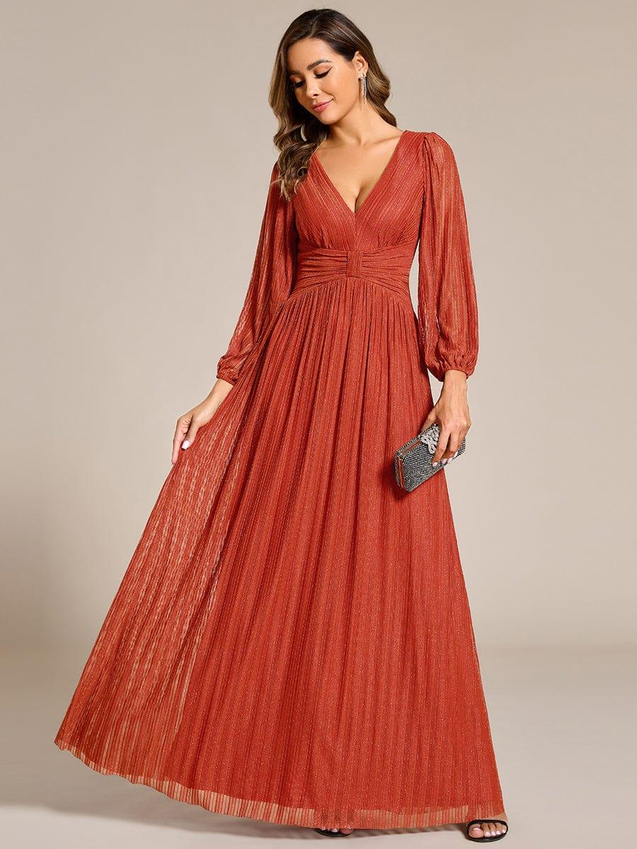 Brym Evening Gown | Glittery Sequin, Empire Waist, Long Lantern Sleeves 13