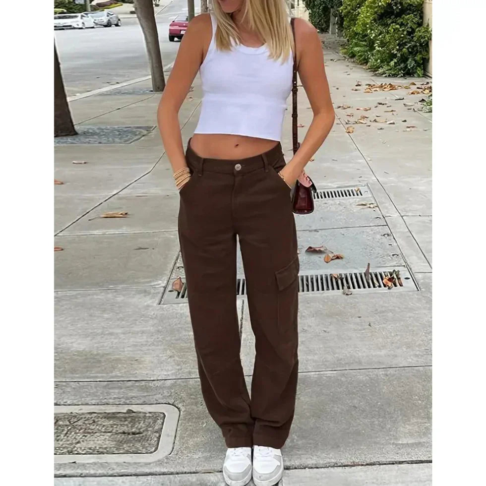 Quinn Cargo Pants in a relaxed fit, featuring a stylish design perfect for effortless chic outfits.

 - 1