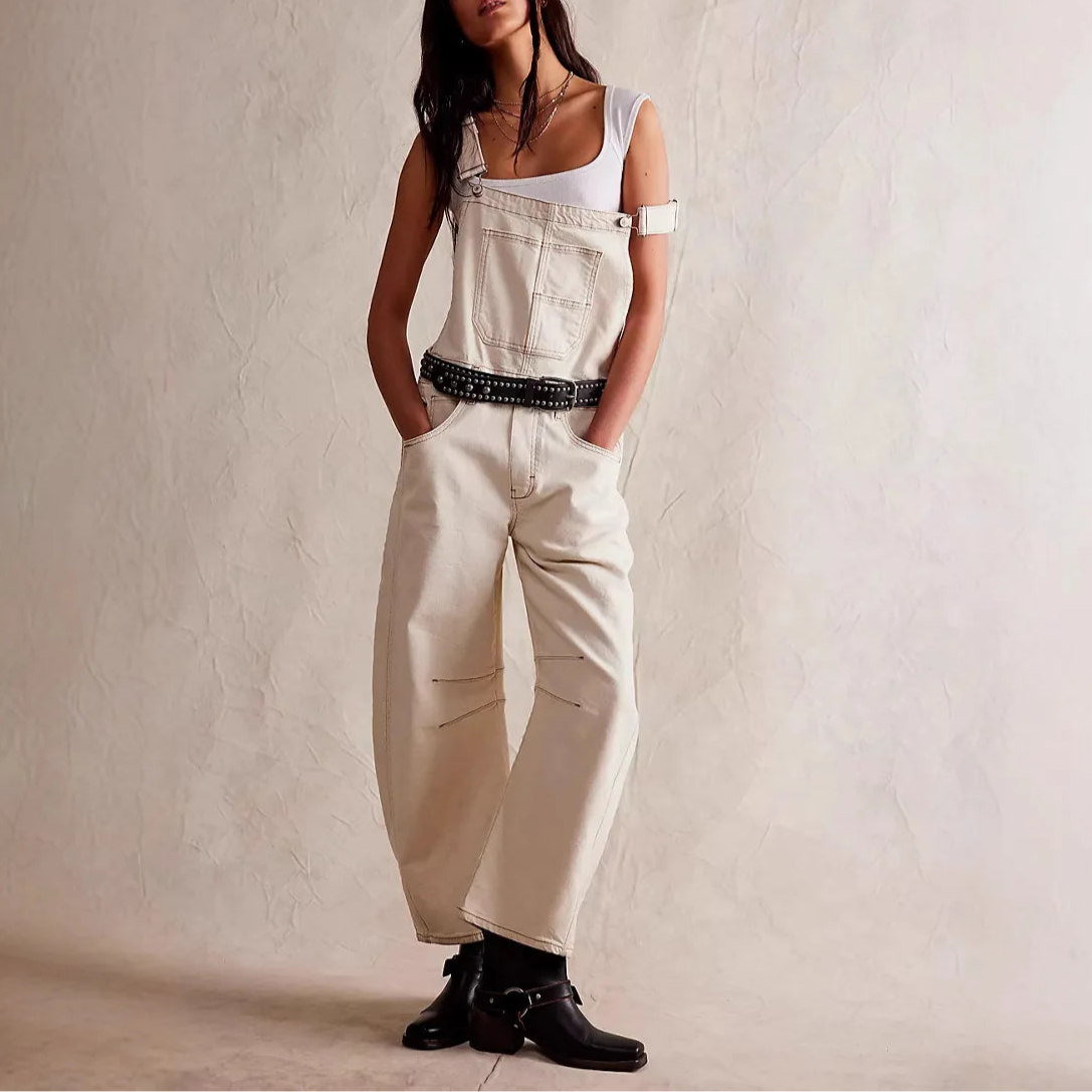 Cali Denim Overalls for Women | Soft-Washed Cotton, Wide-Leg Design 3