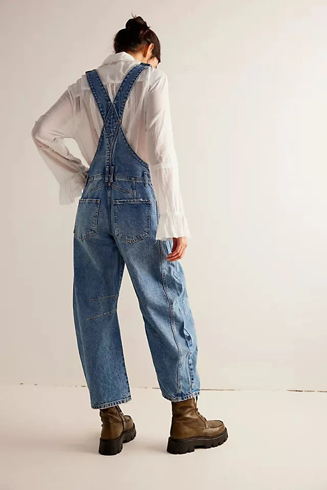 Cali Denim Overalls for Women | Soft-Washed Cotton, Wide-Leg Design 4