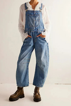 Cali Denim Overalls for Women | Soft-Washed Cotton, Wide-Leg Design 7