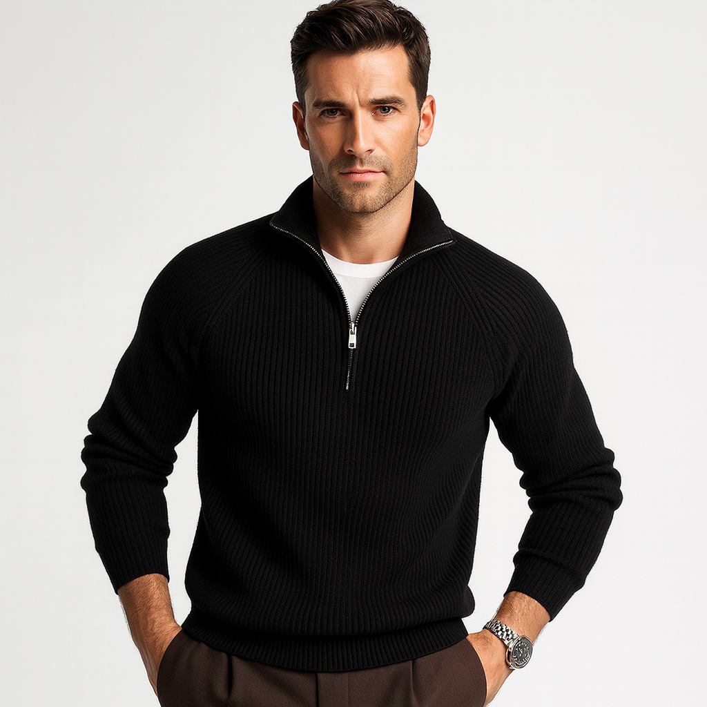Quarter-Zip Cotton Sweater