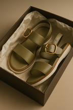 Valine | Gold-Buckle Strap Sandals