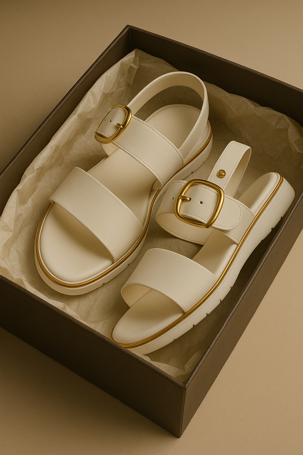 Valine | Gold-Buckle Strap Sandals