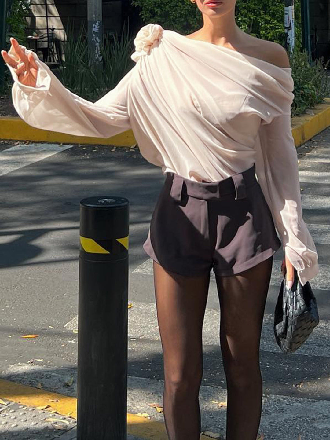 Chic One Shoulder Blouse | Asymmetrical Chiffon Design, Regular Fit 1