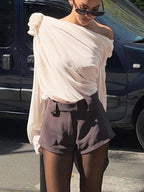 Chic One Shoulder Blouse | Asymmetrical Chiffon Design, Regular Fit 4