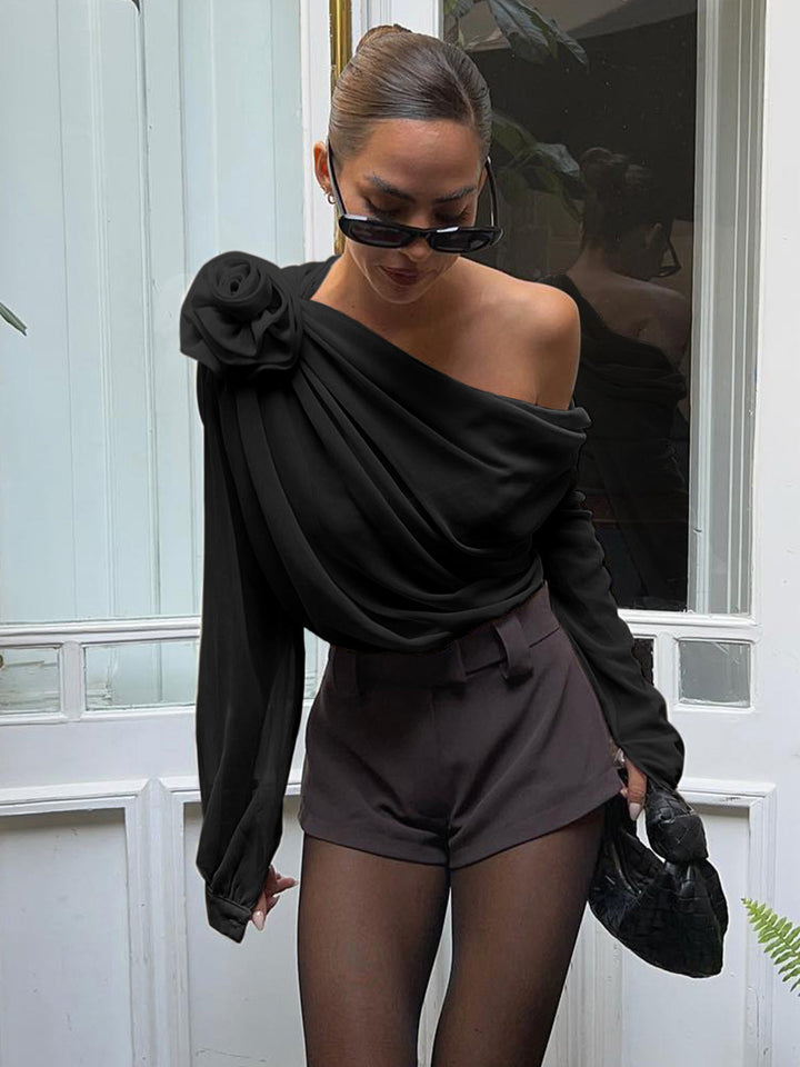 Chic One Shoulder Blouse | Asymmetrical Chiffon Design, Regular Fit 6