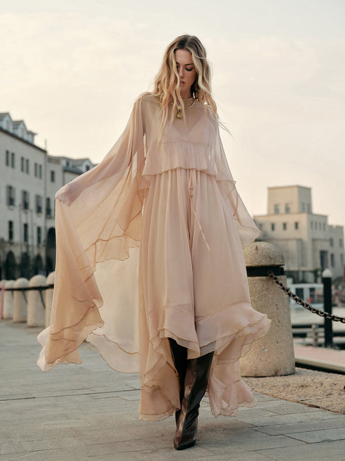 Cindy Chiffon Dress | Sheer Layered Maxi, Perfect for Weddings and Summer Events 0