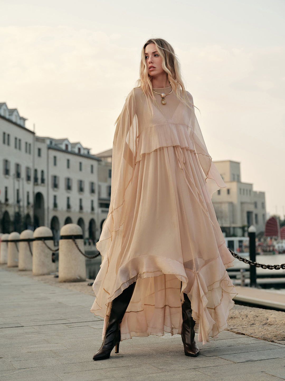 Cindy Chiffon Dress | Sheer Layered Maxi, Perfect for Weddings and Summer Events 5