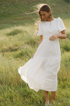 Citrine Women's Dress | Lightweight Cotton Midi with Balloon Sleeves 1