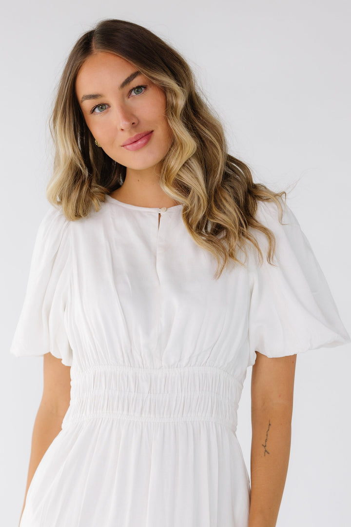 Citrine Women's Dress | Lightweight Cotton Midi with Balloon Sleeves 2
