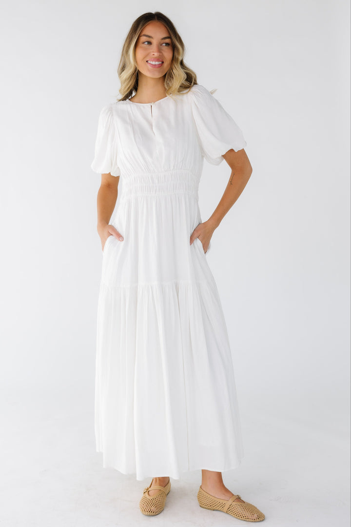 Citrine Women's Dress | Lightweight Cotton Midi with Balloon Sleeves 3