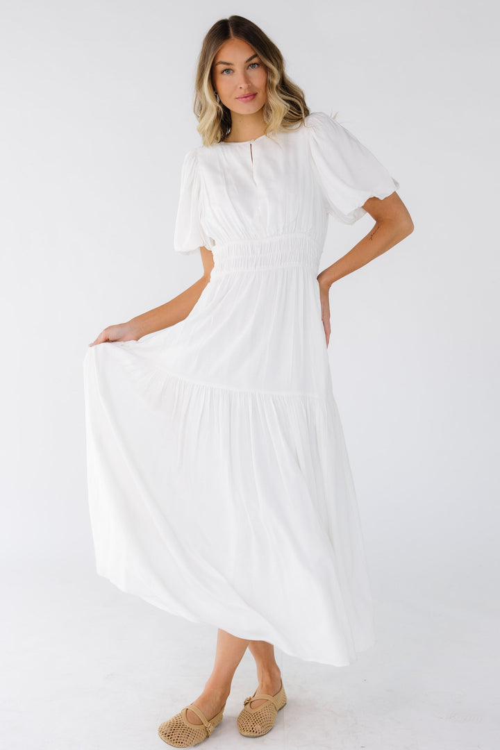 Citrine Women's Dress | Lightweight Cotton Midi with Balloon Sleeves 5