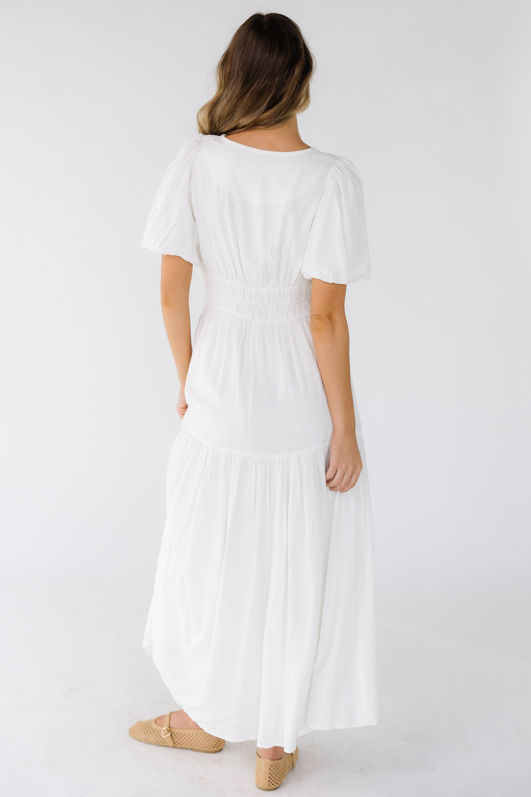 Citrine Women's Dress | Lightweight Cotton Midi with Balloon Sleeves 6