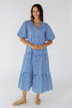 Citrus Tara Dress | Lightweight Cotton Sundress with V-Neckline and Balloon Sleeves 1