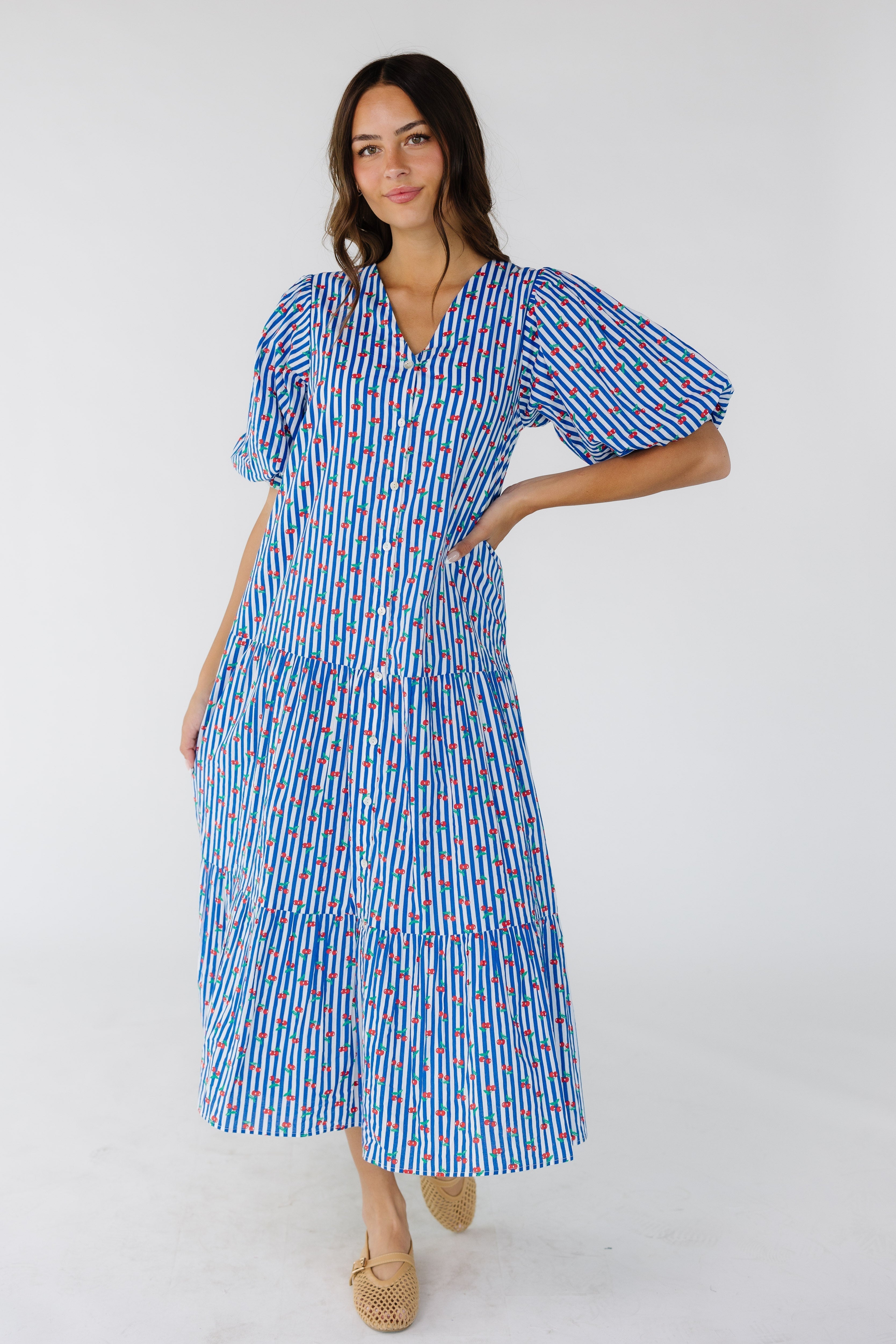 Citrus Tara Dress | Lightweight Cotton Sundress with V-Neckline and Balloon Sleeves 2