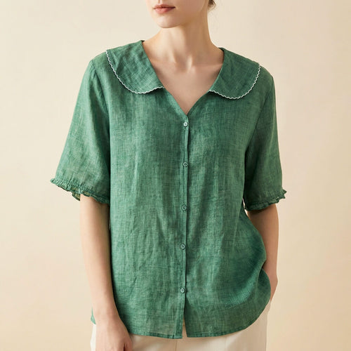 Cleo Blouse | Cotton-Linen Blend, Elegant Design for Summer 0