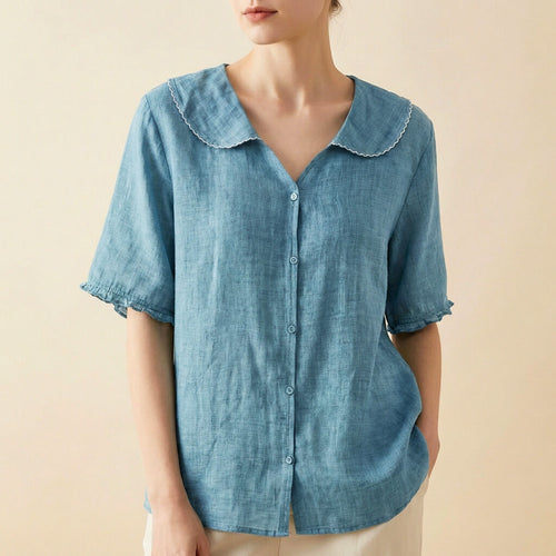 Cleo Blouse | Cotton-Linen Blend, Elegant Design for Summer 1