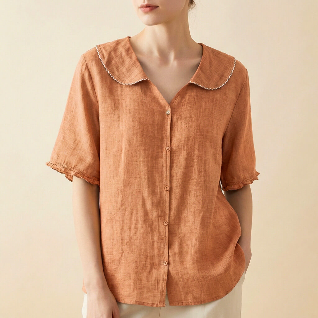Cleo Blouse | Cotton-Linen Blend, Elegant Design for Summer 2