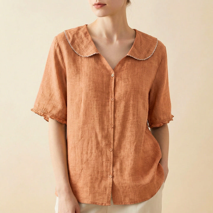 Cleo Blouse | Cotton-Linen Blend, Elegant Design for Summer 2
