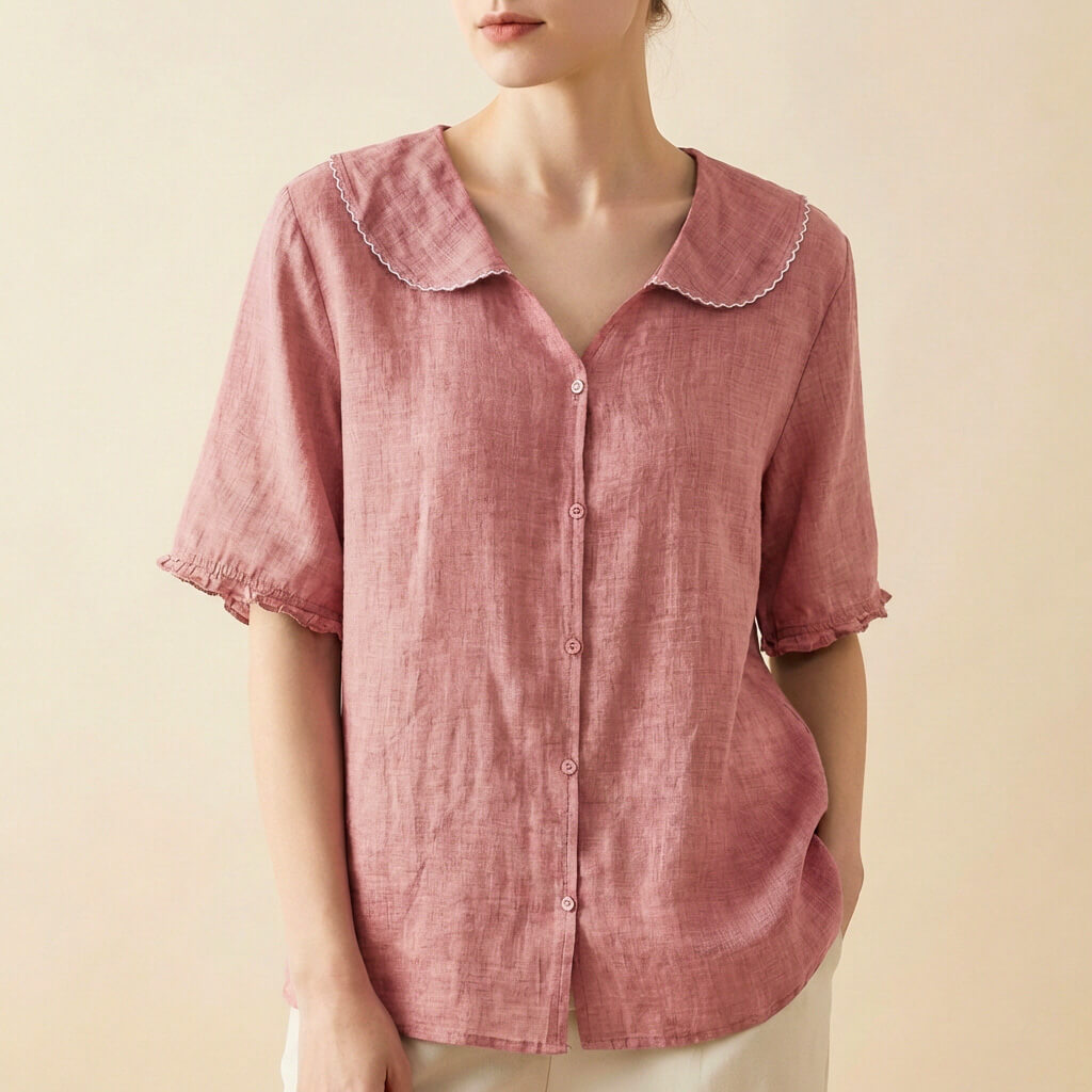 Cleo Blouse | Cotton-Linen Blend, Elegant Design for Summer 3