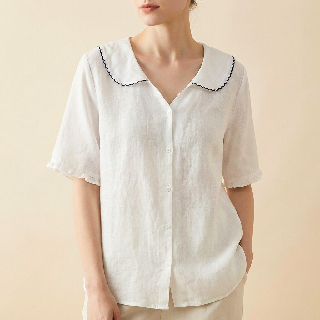Cleo Blouse | Cotton-Linen Blend, Elegant Design for Summer 4