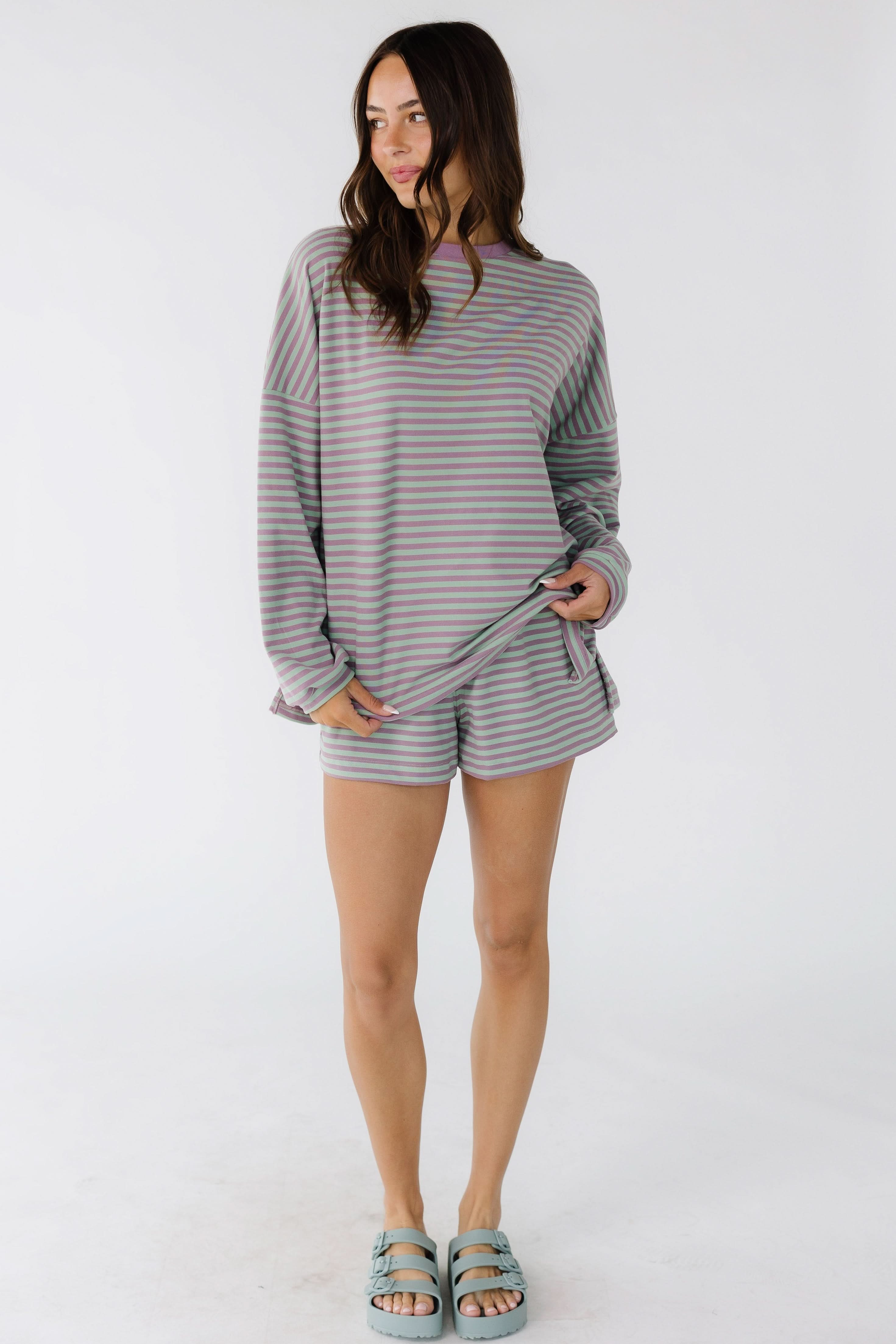 Cleo Shorts Set | Soft Knit, Striped Design for Women 8