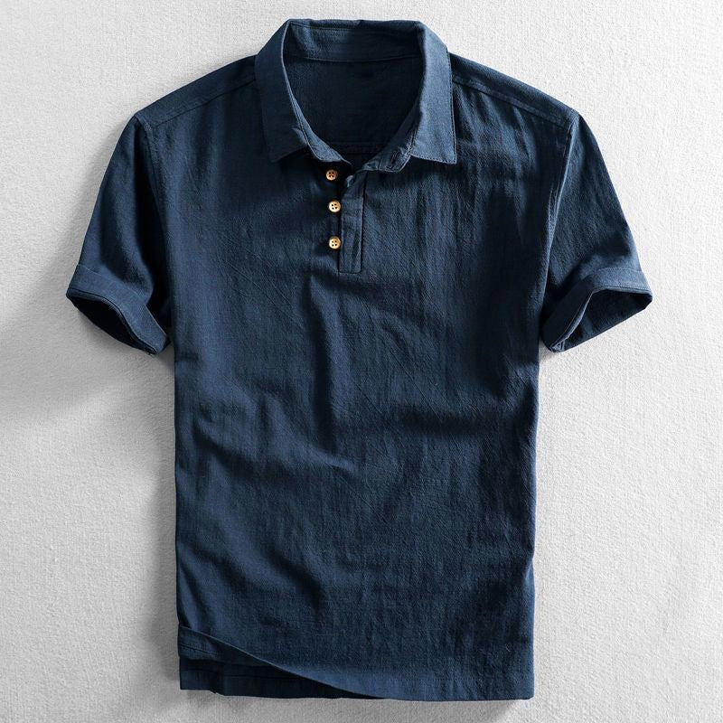Cobalt Men's Polo Shirt | Breathable Linen, Classic Fit 0
