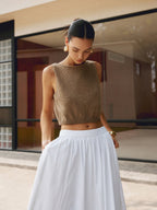 Coco Crop Tank | Cotton Blend, Sleeveless Cropped Workout Top 0