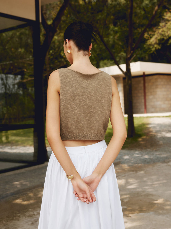 Coco Crop Tank | Cotton Blend, Sleeveless Cropped Workout Top 4