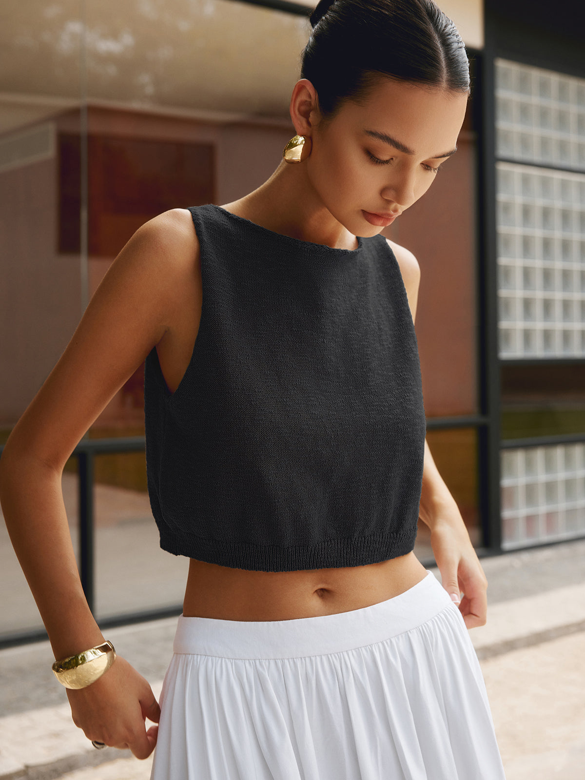 Coco Crop Tank | Cotton Blend, Sleeveless Cropped Workout Top 5