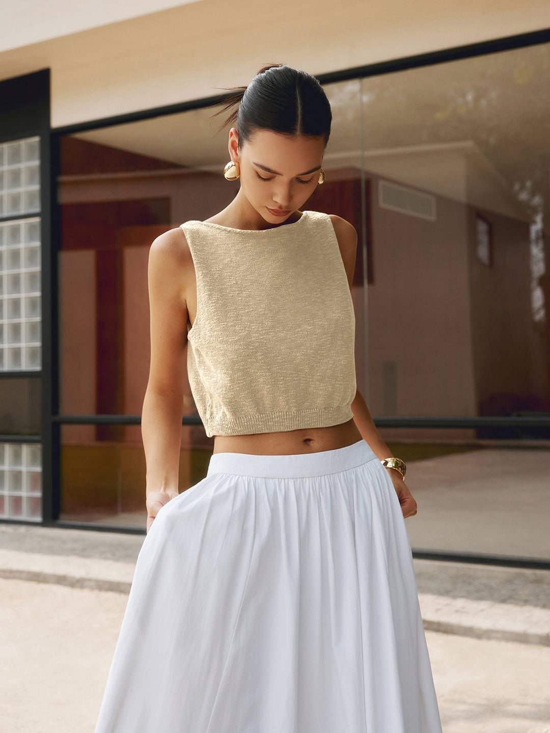 Coco Crop Tank | Cotton Blend, Sleeveless Cropped Workout Top 7