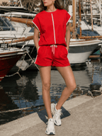 Cora Cotton Set | Scalloped Trim Top & Drawstring Shorts 0