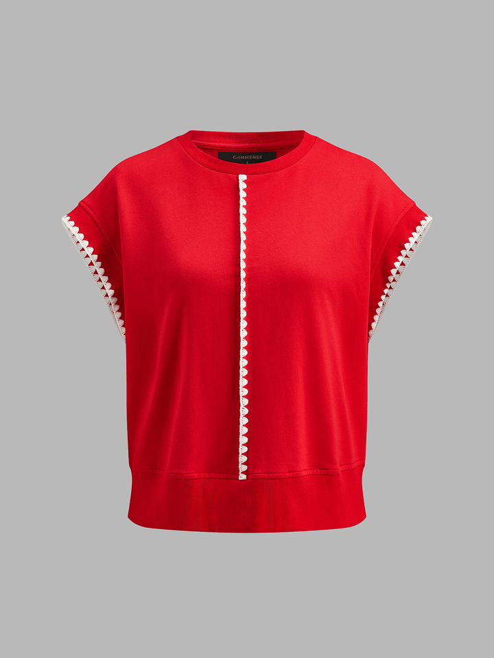 Cora Cotton Set | Scalloped Trim Top & Drawstring Shorts 2