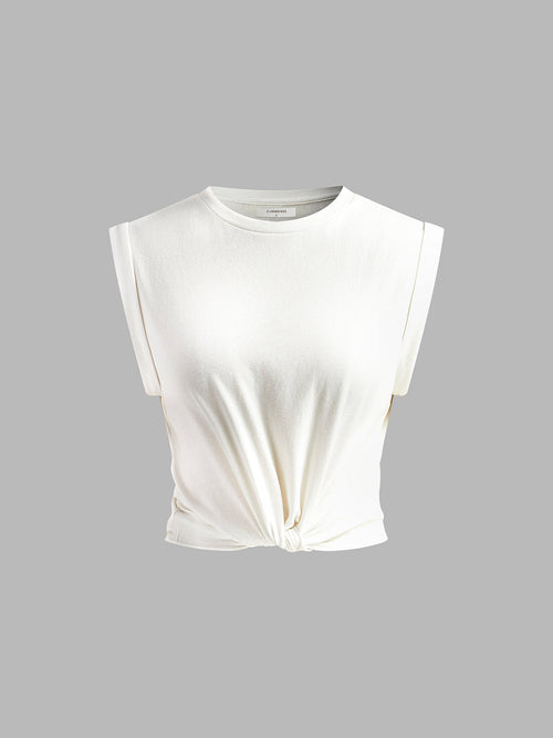 Cora Knotted T-Shirt | Cotton Blend, Regular Fit 0