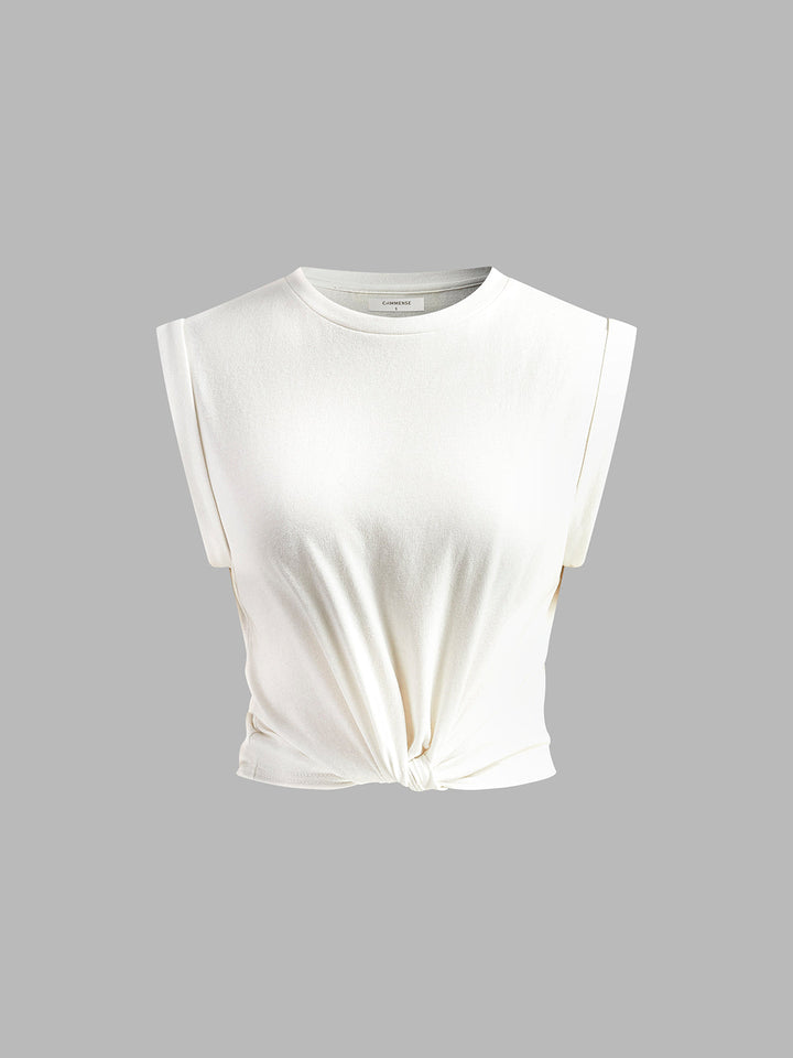Cora Knotted T-Shirt | Cotton Blend, Regular Fit 0