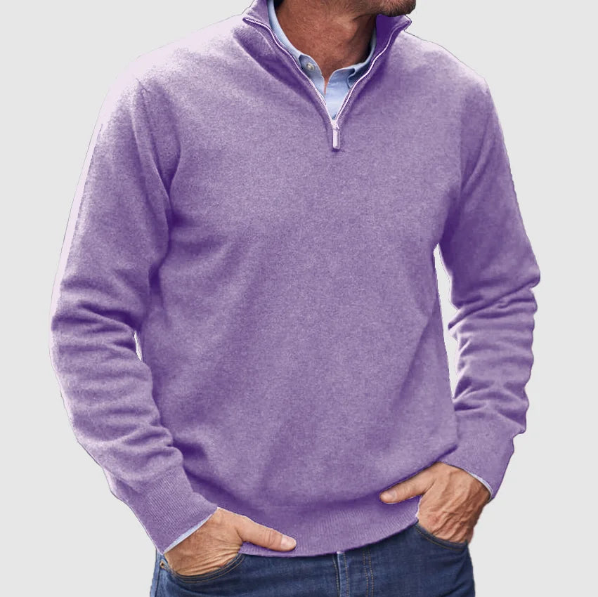 Frederico | Italian cashmere blend sweater for men with zipper.