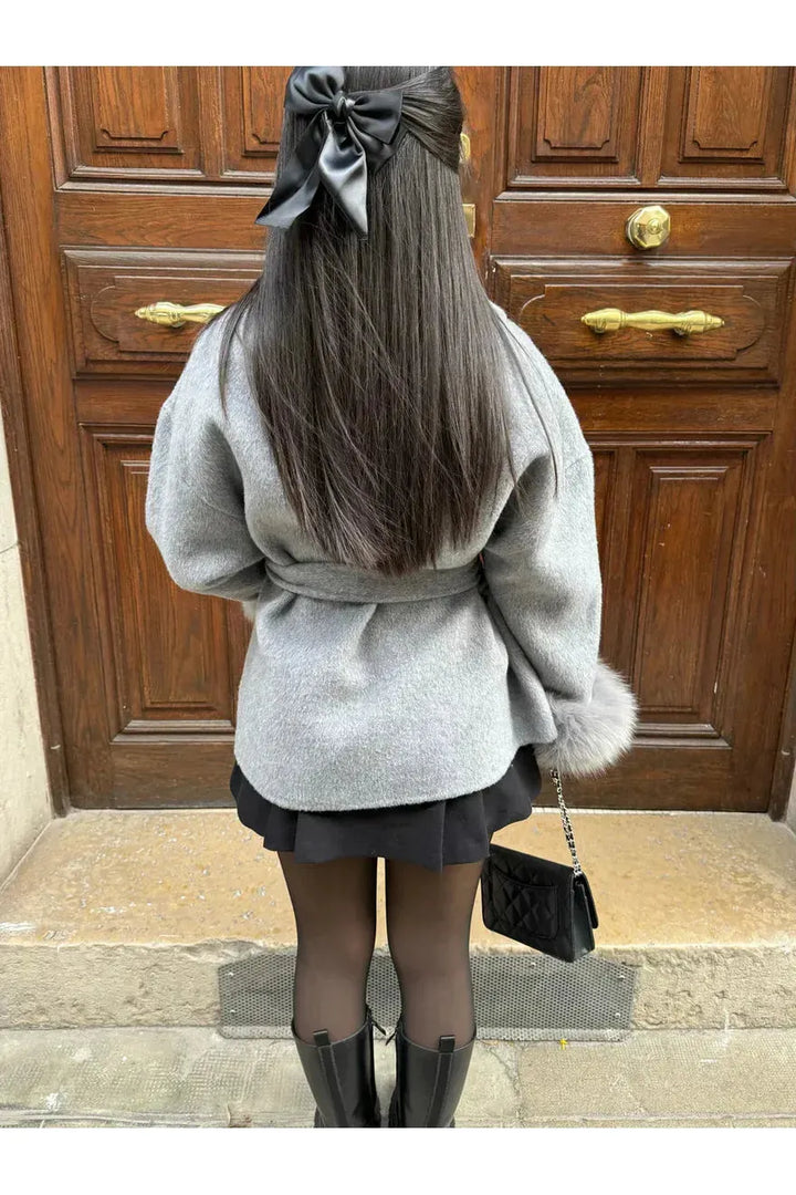 Sylvie Winter Coat featuring premium fabric, stylish faux-fur sleeves, and a long fit for ultimate warmth and elegance. - 3