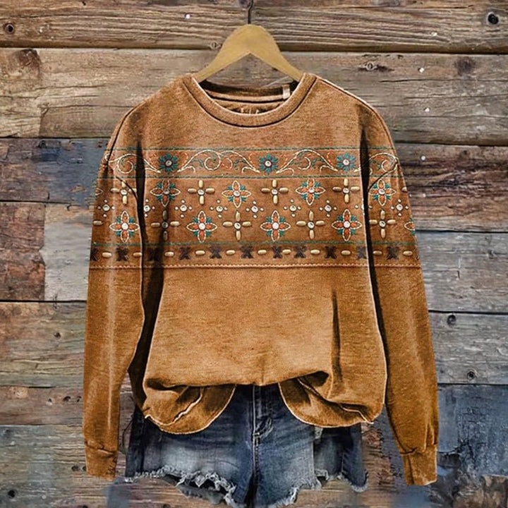 Mara Sweatshirt featuring a vibrant floral print, perfect for a cozy and stylish look. - 2