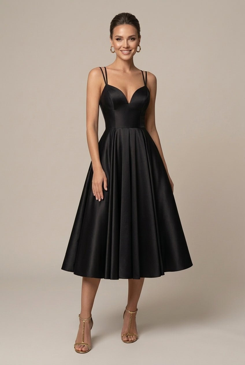 Dalia Midi Dress | Deep V Neck, A-Line Skirt, Lightweight Fabric 0