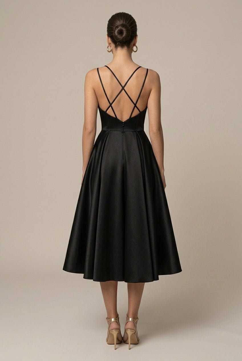 Dalia Midi Dress | Deep V Neck, A-Line Skirt, Lightweight Fabric 1