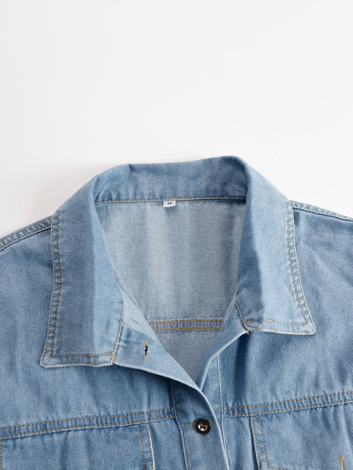 Dara Denim Dress | Vintage Loose Fit, Mini Length with Tassel Details 5