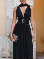 Dara Maxi Dress | Halter Neck, Slim Fit, High Side Slit 1