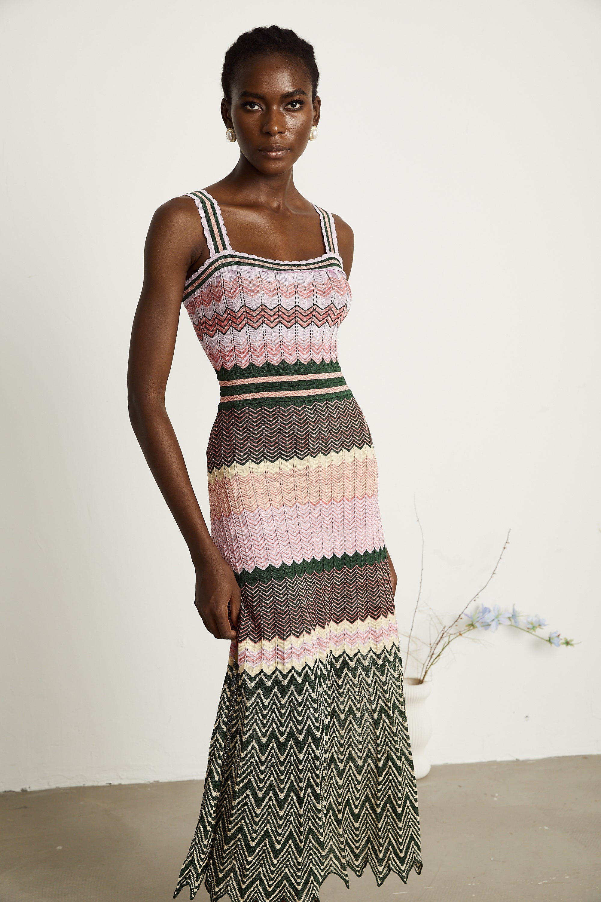 Dara Midi Dress | Contrast-Color, 100% Viscose, Sleeveless Summer Dress 0