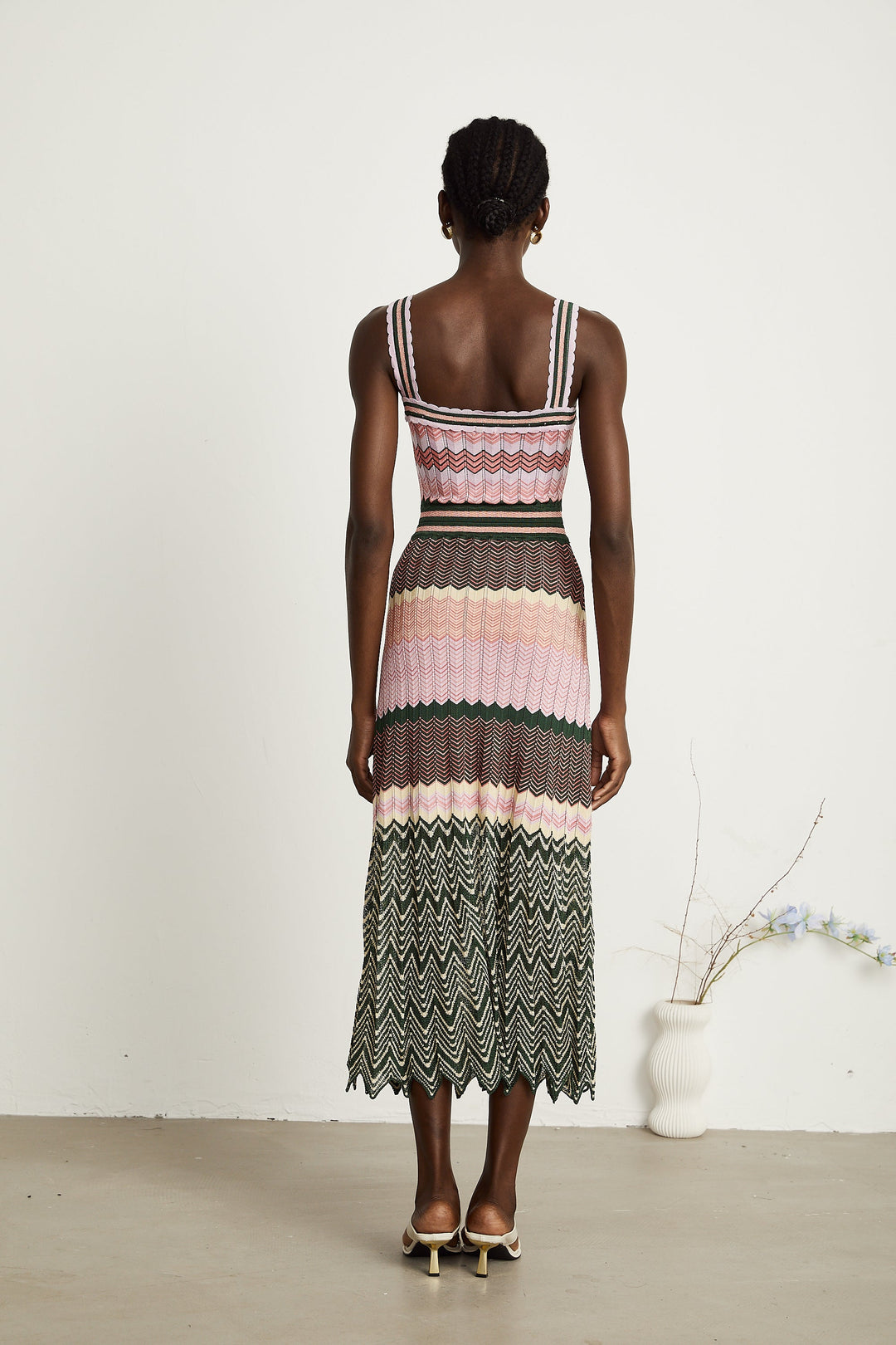 Dara Midi Dress | Contrast-Color, 100% Viscose, Sleeveless Summer Dress 2